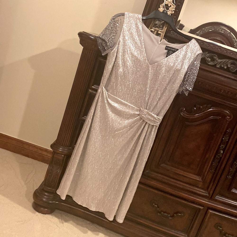 Metallic silver grey dress